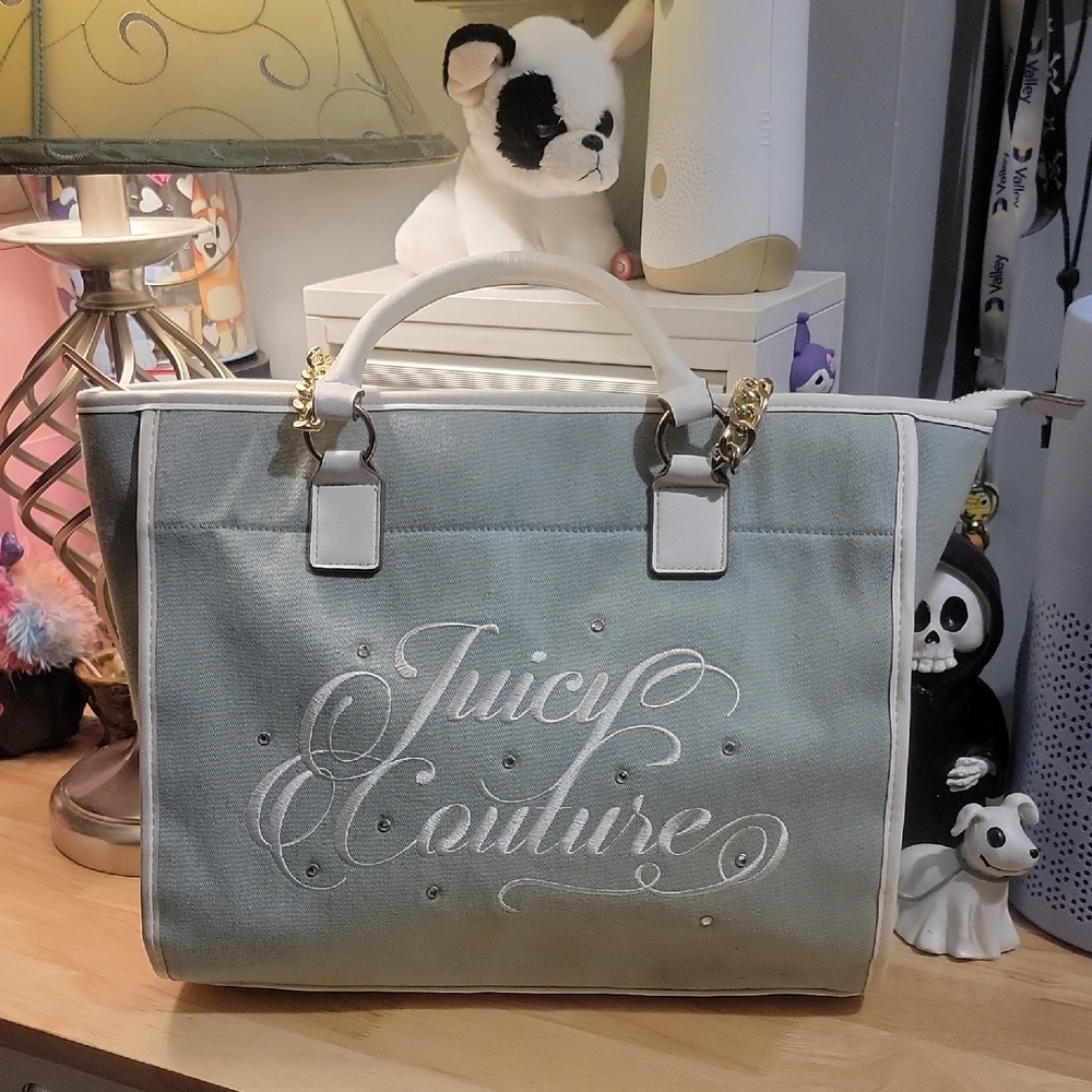 Juicy Couture Light Gray Tote with Gold Accents